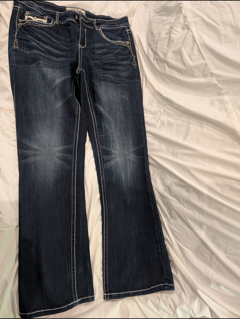 Hydraulic Bailey Dark Blue Flare Jeans with Contrast Stitching 18 *NWOT